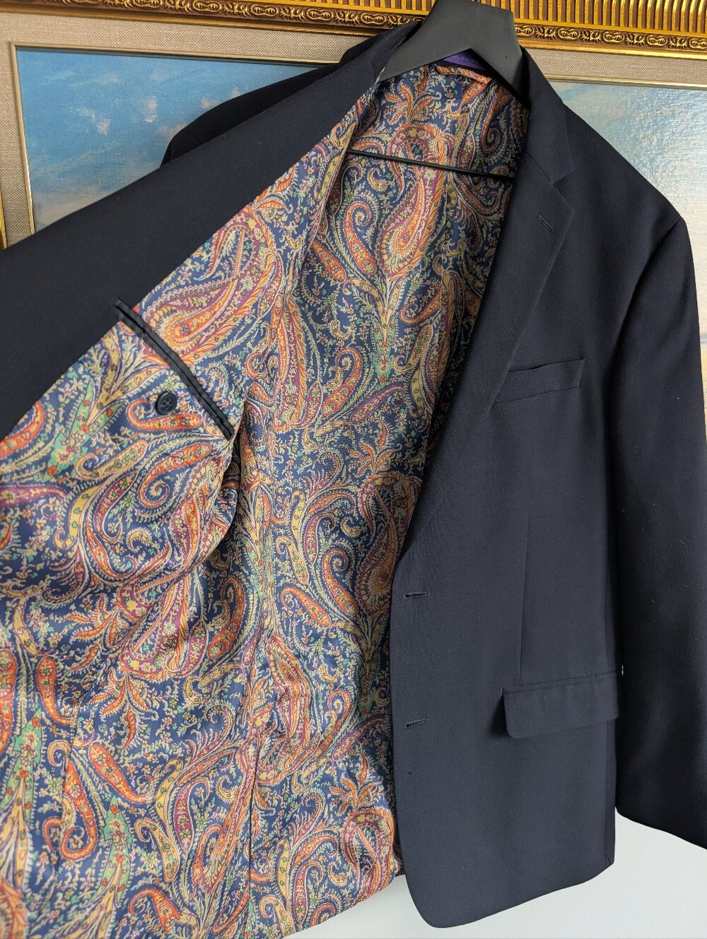 TALLIA Navy Blazer with Paisley Lining Large - Picture 4 of 8